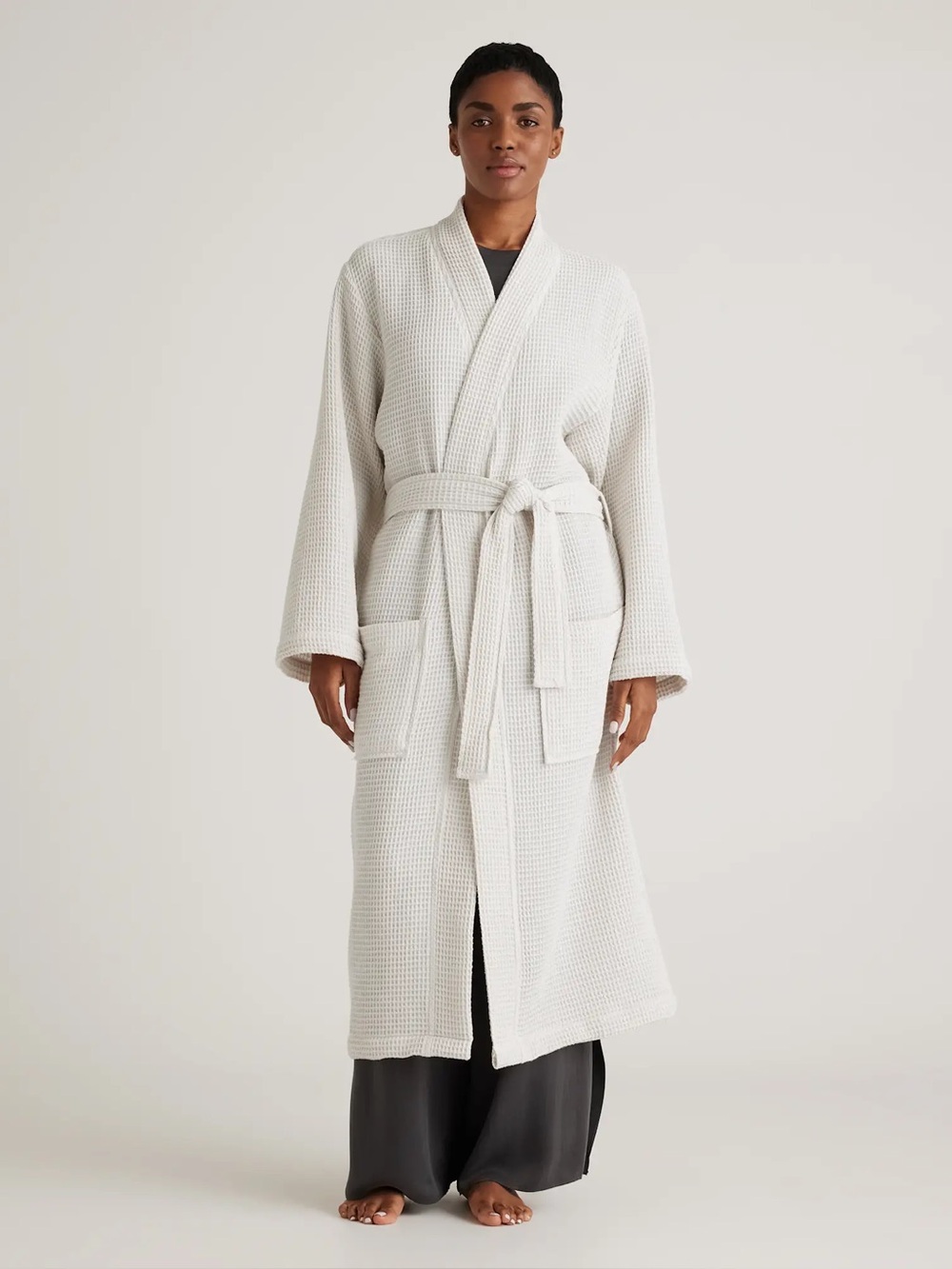 NWOT Quince Organic Turkish Waffle Robe Silver - Large - Long Length - Picture 3 of 5